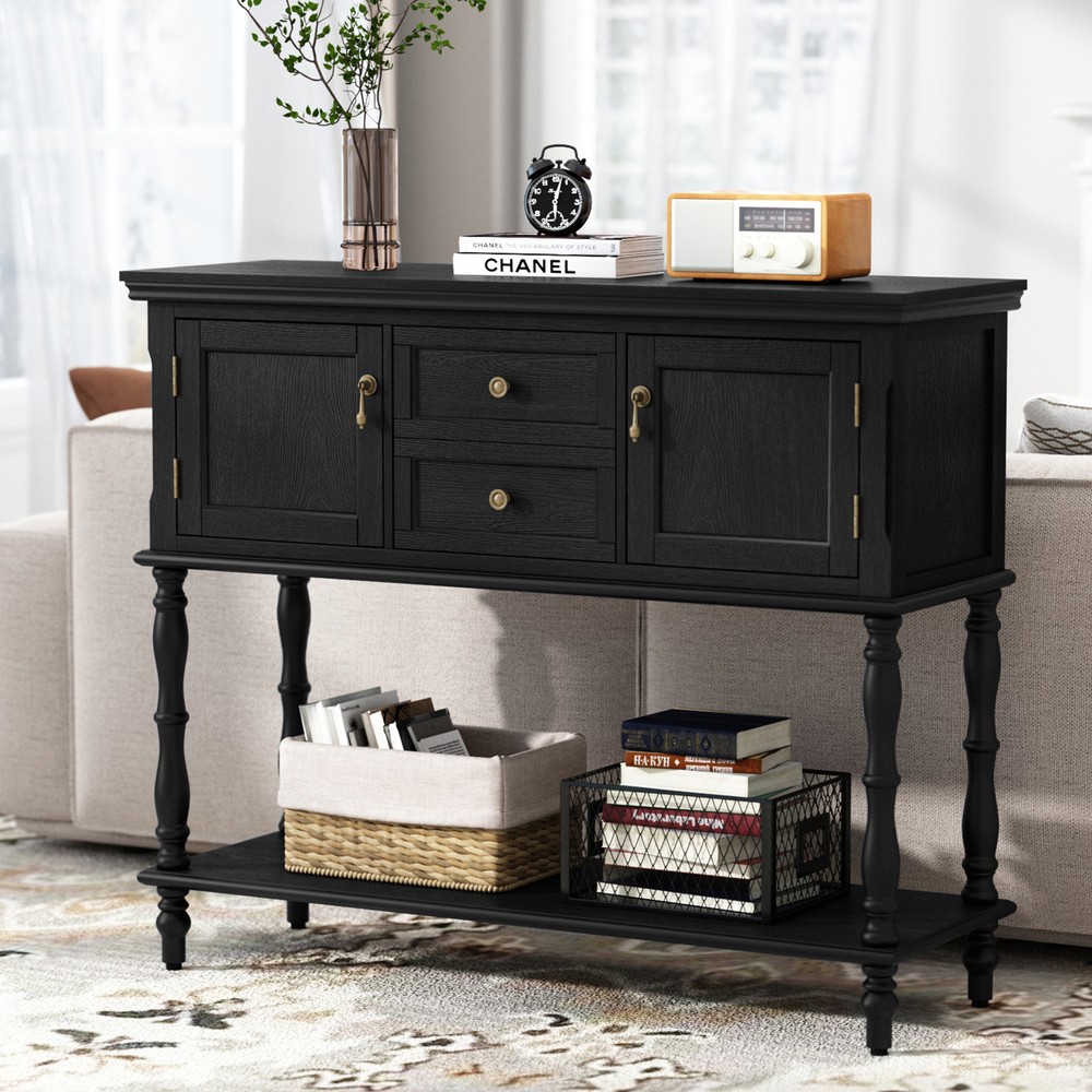Sideboard Storage Dining Buffet Cabinet Console Table with Shelf&Drawers Black