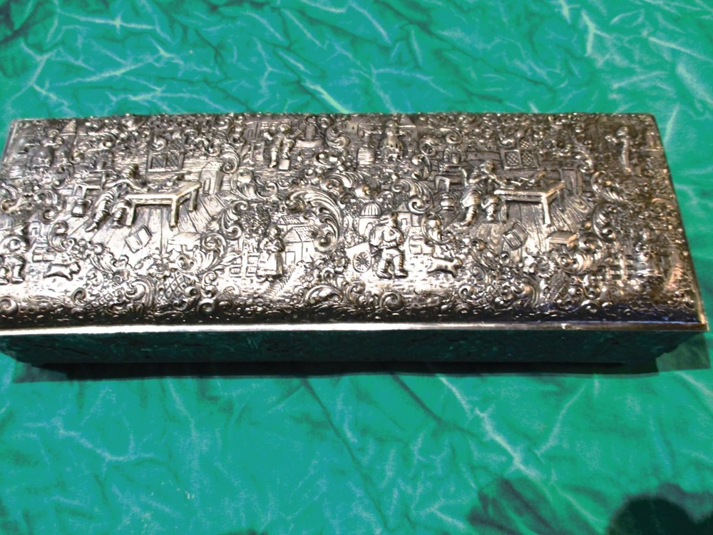 Antique Continental Silver Plated Repose Box