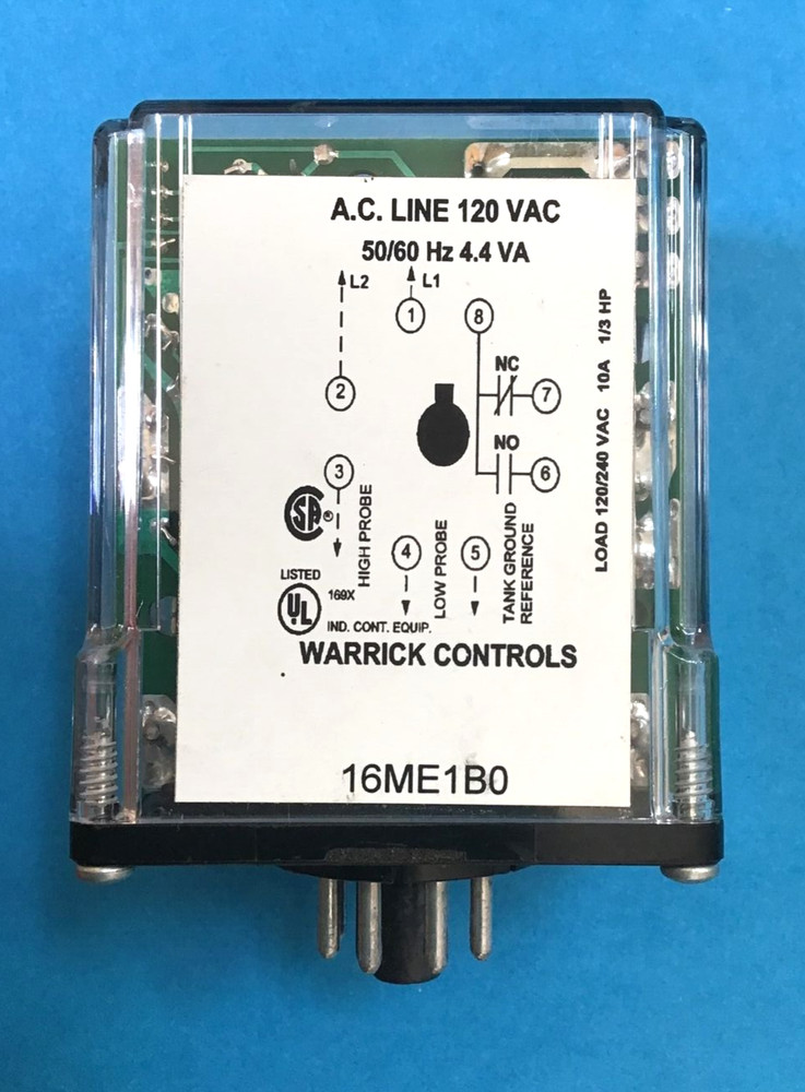 Warrick Controls GEMS 16ME1B0 3-Probe Conductivity Level Controller, 8-PIN Base