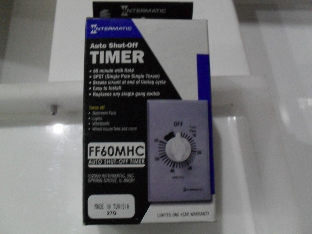 Intermatic FF60MHC Auto shut-Off timer SPST Silver