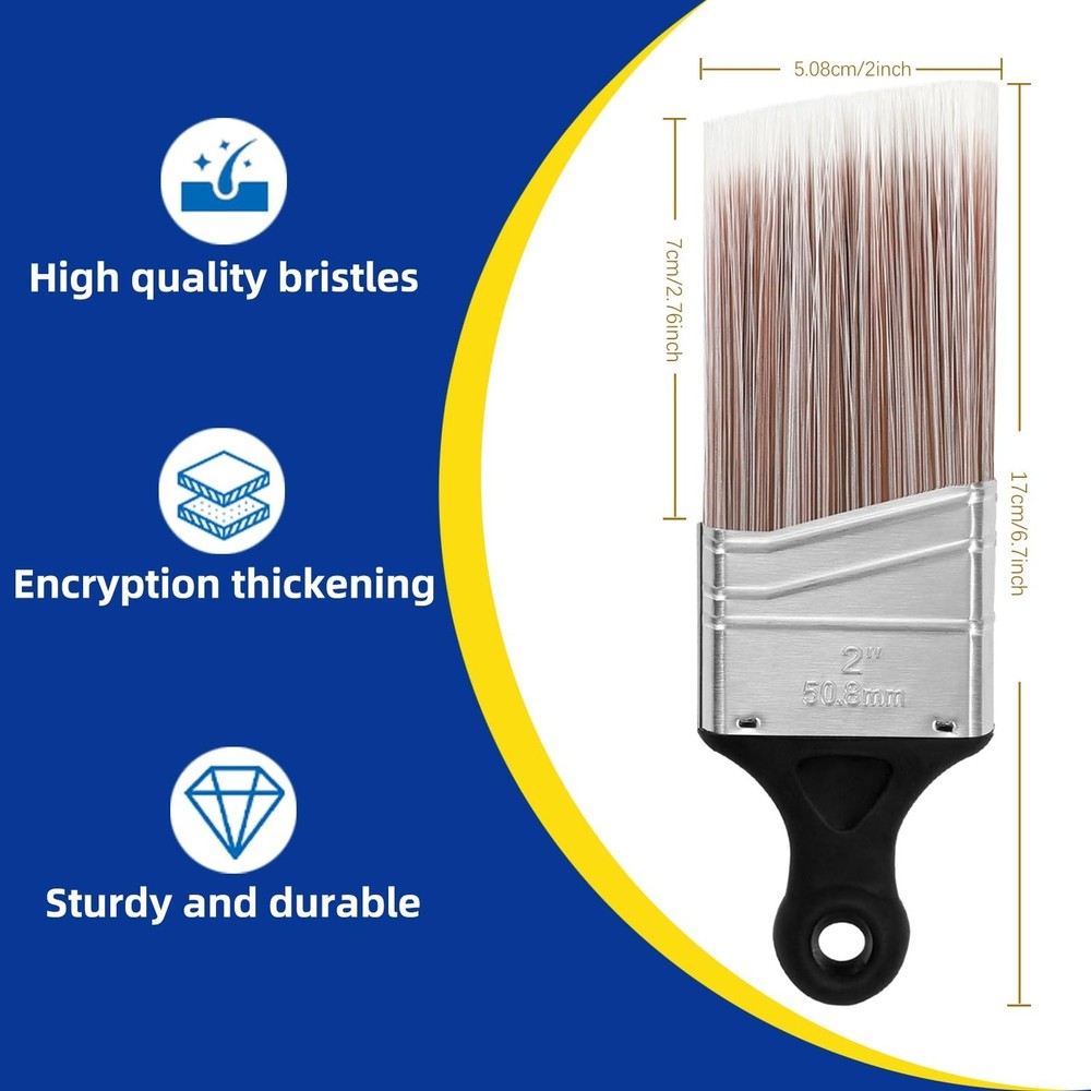 Wesquer 3-Pack Short Handle Angle Paint Brushes for Precision Trim & Cut-in P...