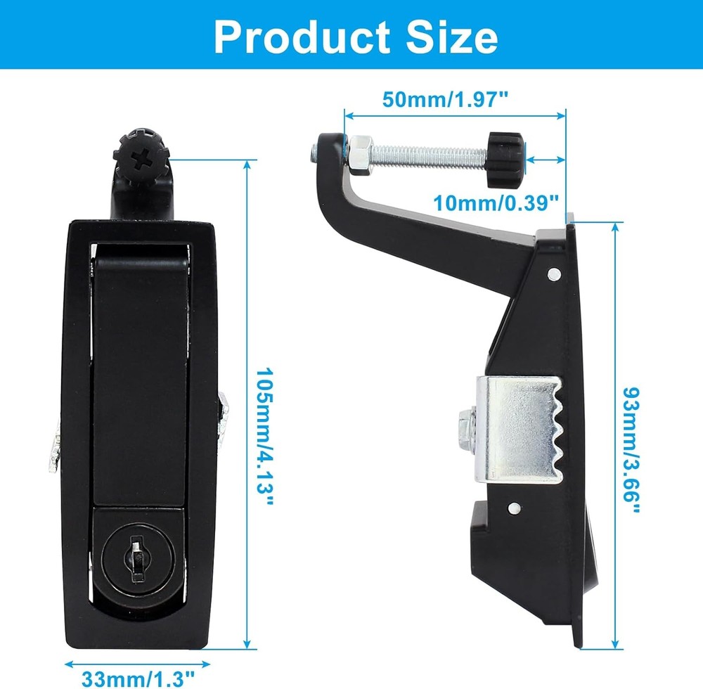 2 PCS Black Compression Latch Lock with Keys Adjustable Trigger for RV Box