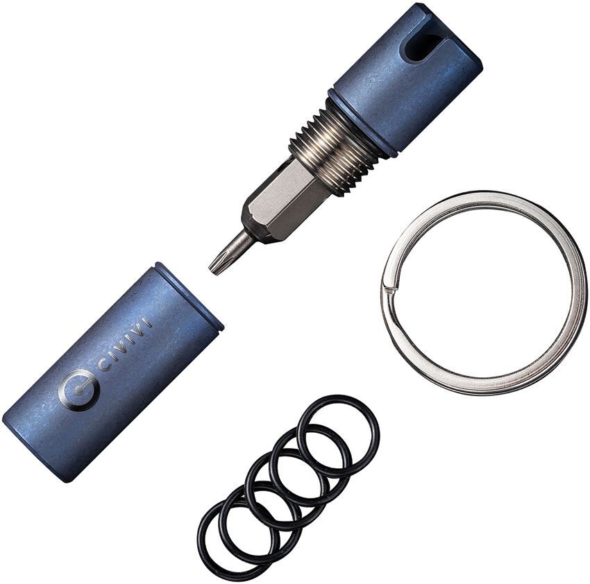 Civivi Key Bit Blue Finish Titanium Container With Torx Screwdriver Tool/Keyring