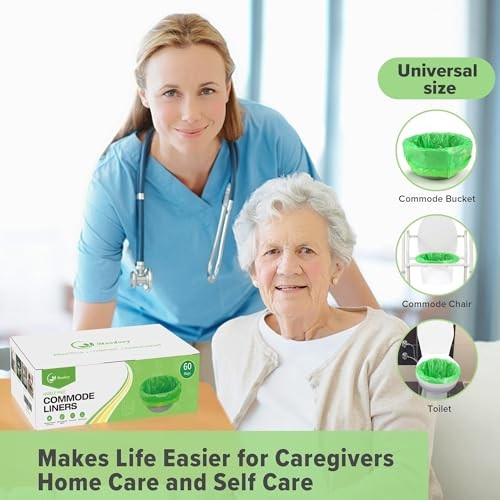 Commode Liners, Bedside Toilet Plastic Liners, Portable 60 Count (Pack of 1)