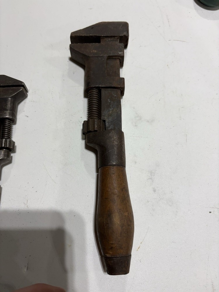 Pipe Wrenches Wood Handle Vintage