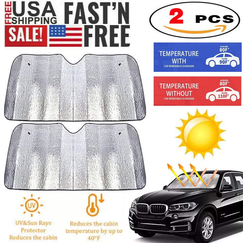 2x Foldable Car Windshield Front Window Sun Shade Cover Visor UV Block Protector