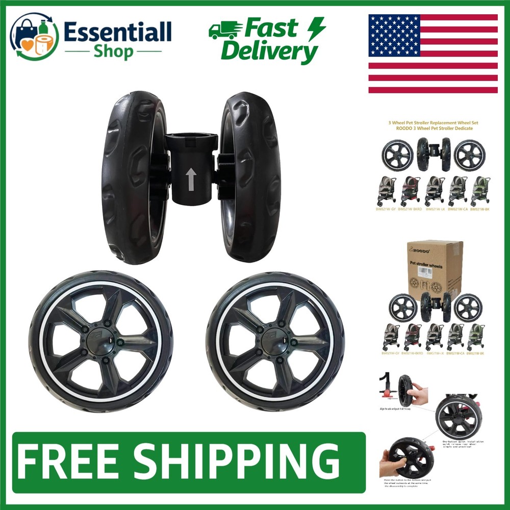Durable High-Density Foam Wheels for 3 Wheel Pet Strollers - Easy Installation