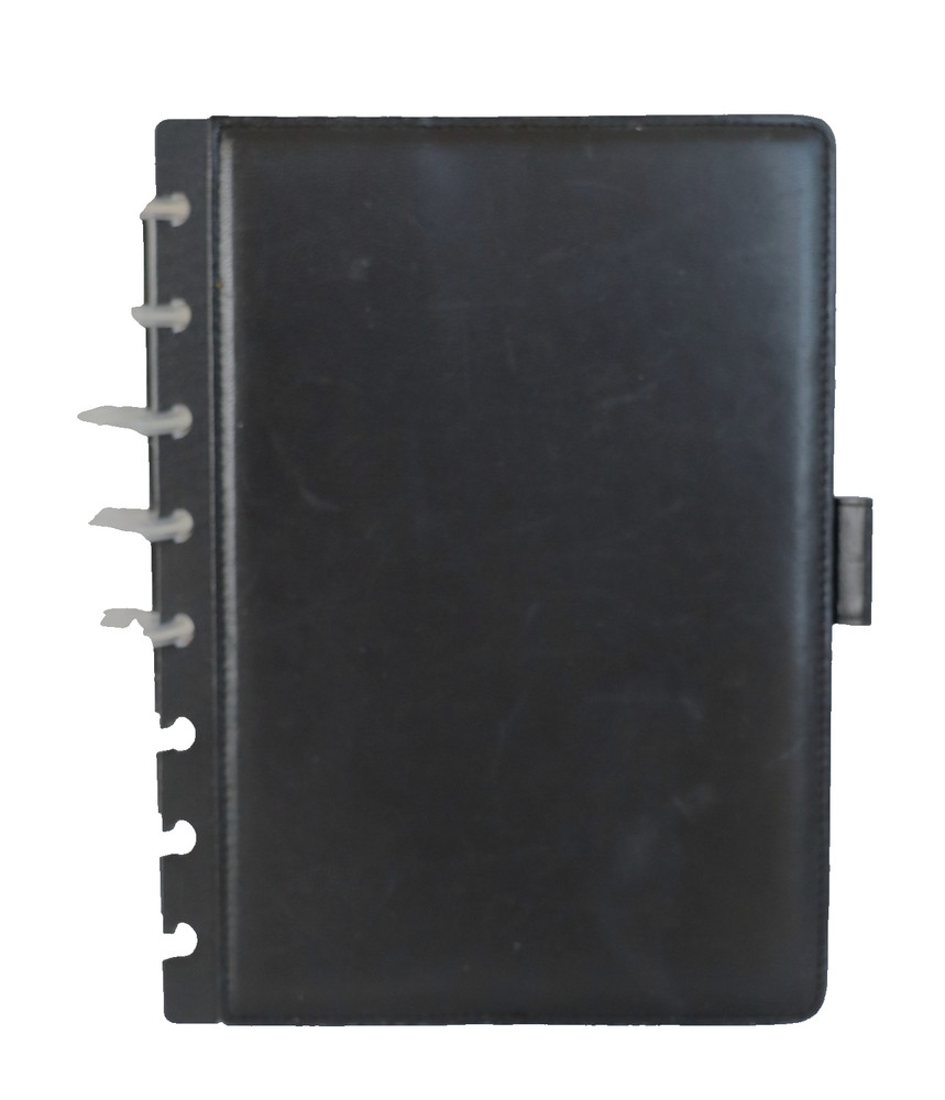 Leather Junior Circa Notebook Master Agenda Weekly Disc Black Leather Never Used