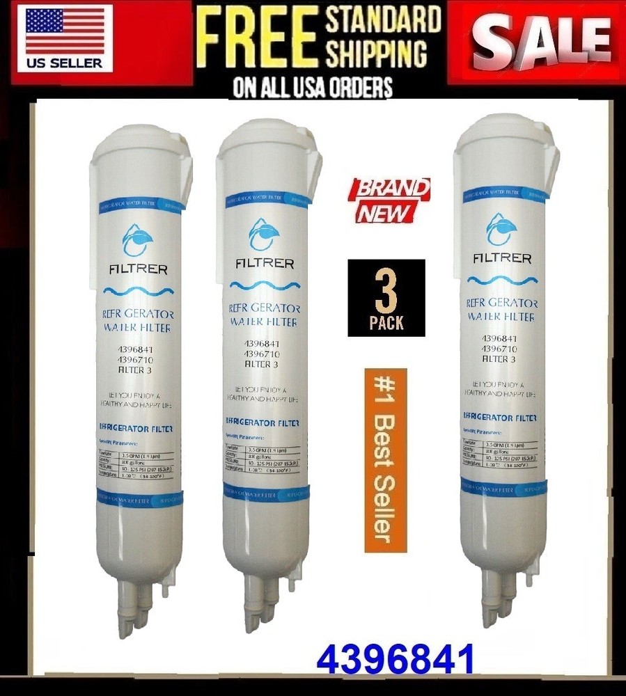 3 Pack Refrigerator Water Replacement Filter EDR3RXD1 9083 4396841 4396710