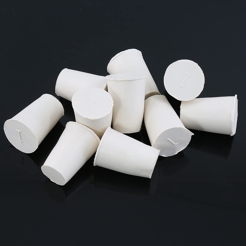 10 Pack 1# Solid Rubber Stoppers White Tapered Lab Plugs 19x14mm
