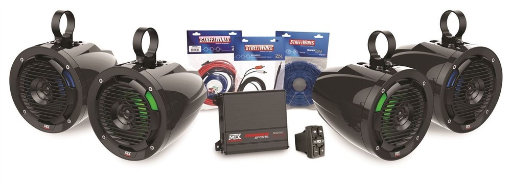 MTX UNI-2-AWBTSW Universal UTV Kit with Amplifier, 4 Speakers & Bluetooth Switch
