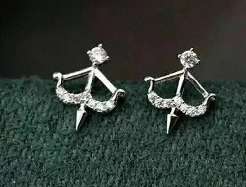 Gift Stud Earring 14k White Gold Plated 2Ct Round Cut Lab Created Diamond Womens