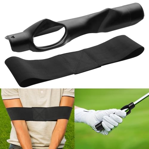 Grip Trainer Attachment & Swing Correcting Arm Band -Golf Training Combo for