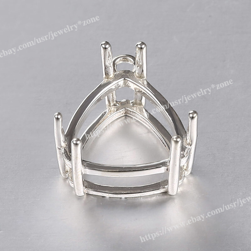 Sterling Silver Pre-Notched Earring/Pendant Setting 4mm-16mm Trillion Setting