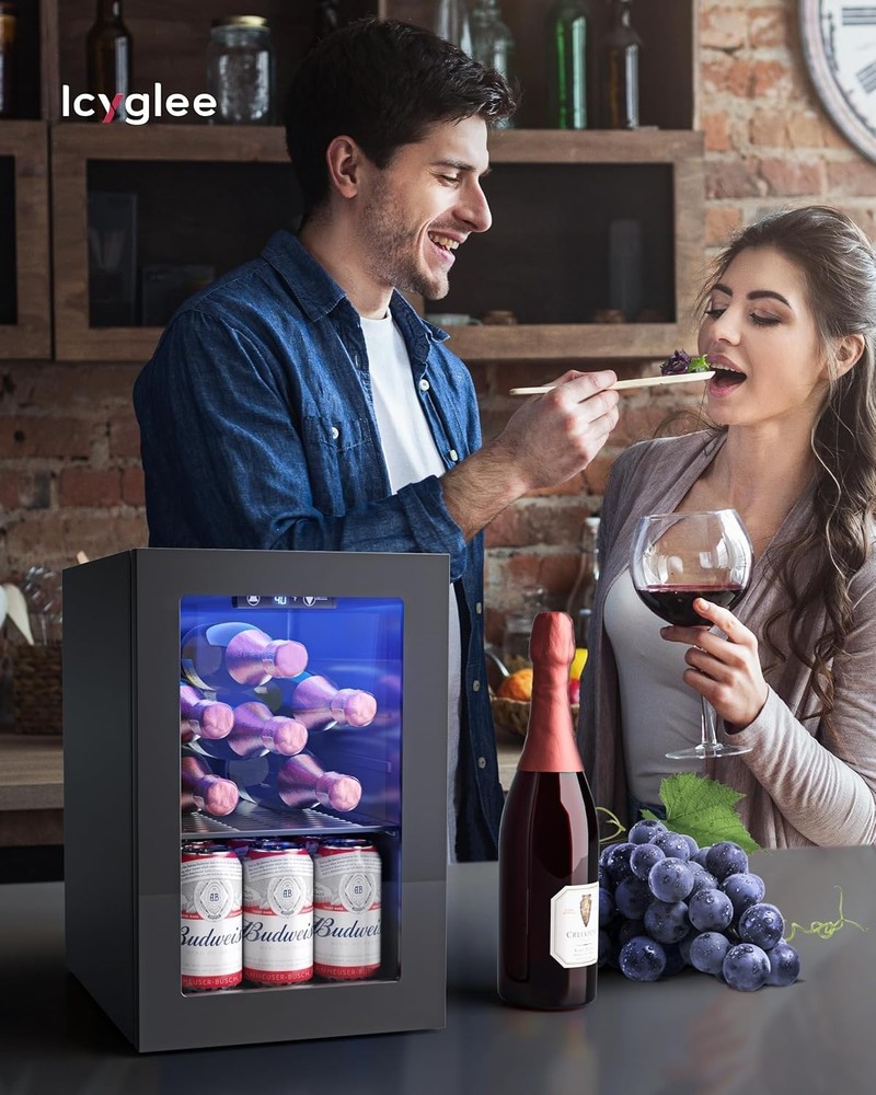 6 Bottles and 6 Cans Compact Beverage Refrigerator, High-quality Mini Fridge wit
