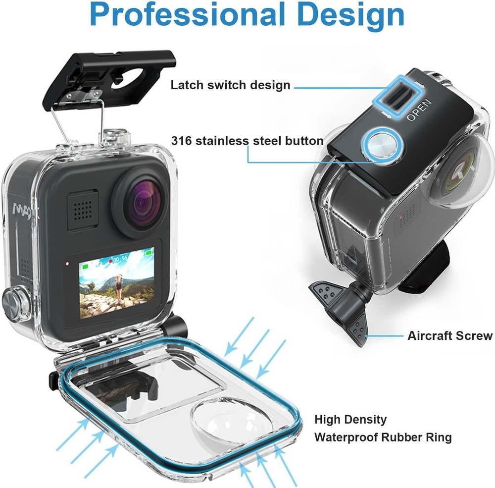 GoPro MAX 360 Waterproof Case - 147FT Diving Shell with Essential Accessories