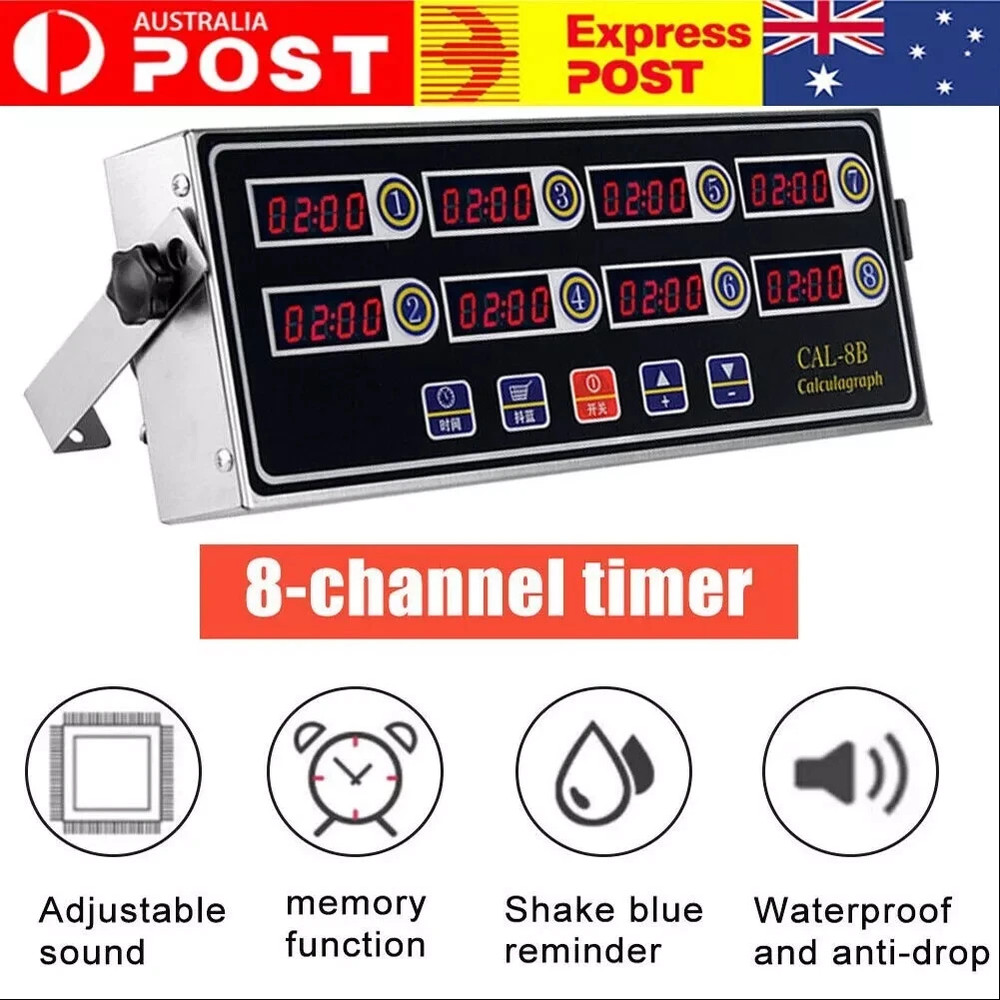 Timer Clock Commercial Kitchen Timer 8 Channel Digital Timer Loud Alarm Cooking
