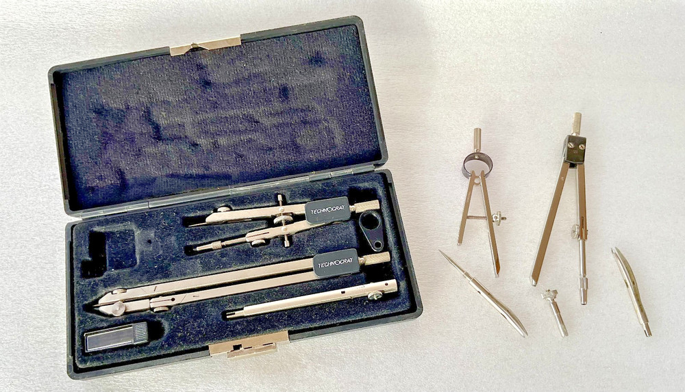 Drawing & Drafting Instruments  in Technocrat case - mix of various pieces