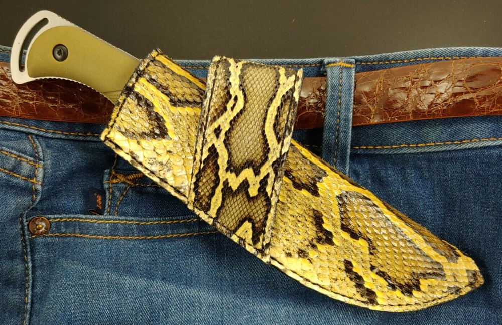 ESEE 3 RC 3 CROSS DRAW Hunting SHEATH BURMESE PYTHON snake skin HANDMADE SHEATH