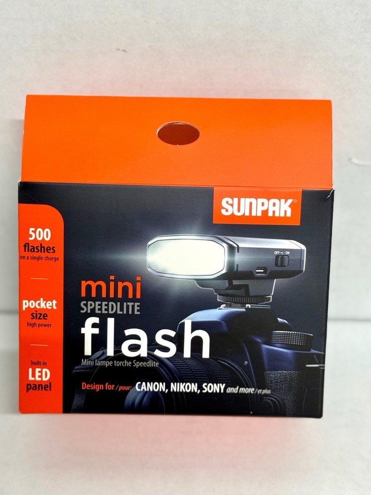 Sunpak DF1200X Mini Speedlite Flash w/ LED Panel USB-C Rechargeable