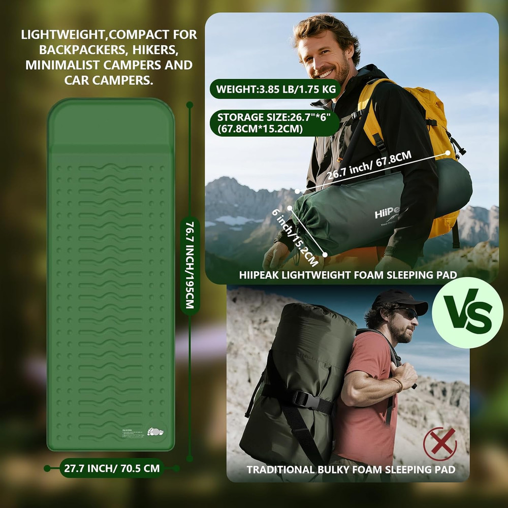 Compact Memory Sleeping Pad and Inflatable Seat Cushion