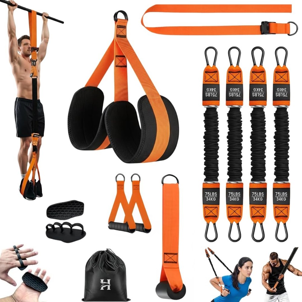 Adjustable Pull Up Assistance Bands with Foot and Knee Support, Heavy Duty Re...