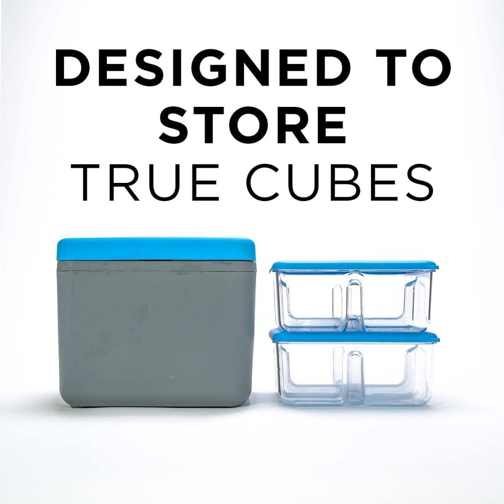 Premium Ice Cube Storage Tray with Lid - Clear Tray, Blue/Clear