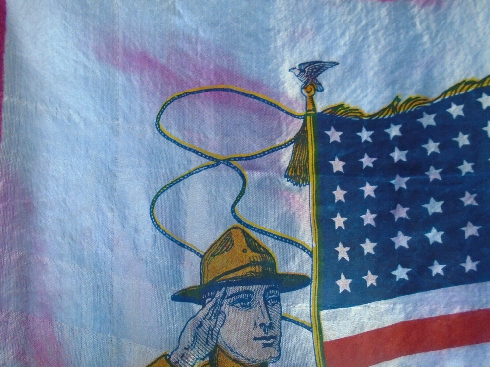 WWI patriotic handkerchief, "JUST HELLO"