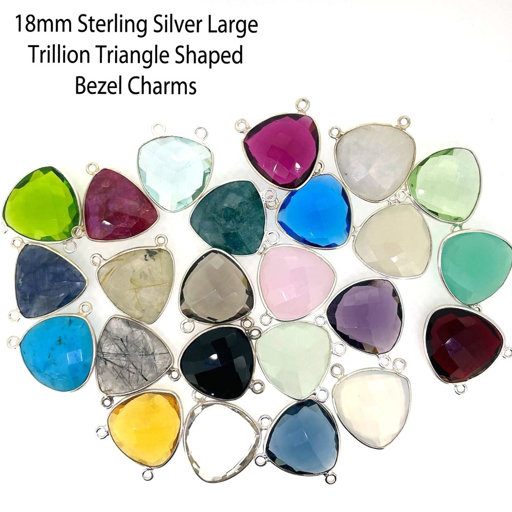 Bezel Gemstone Connector Pendant-Sterling Silver Birthstone Connector