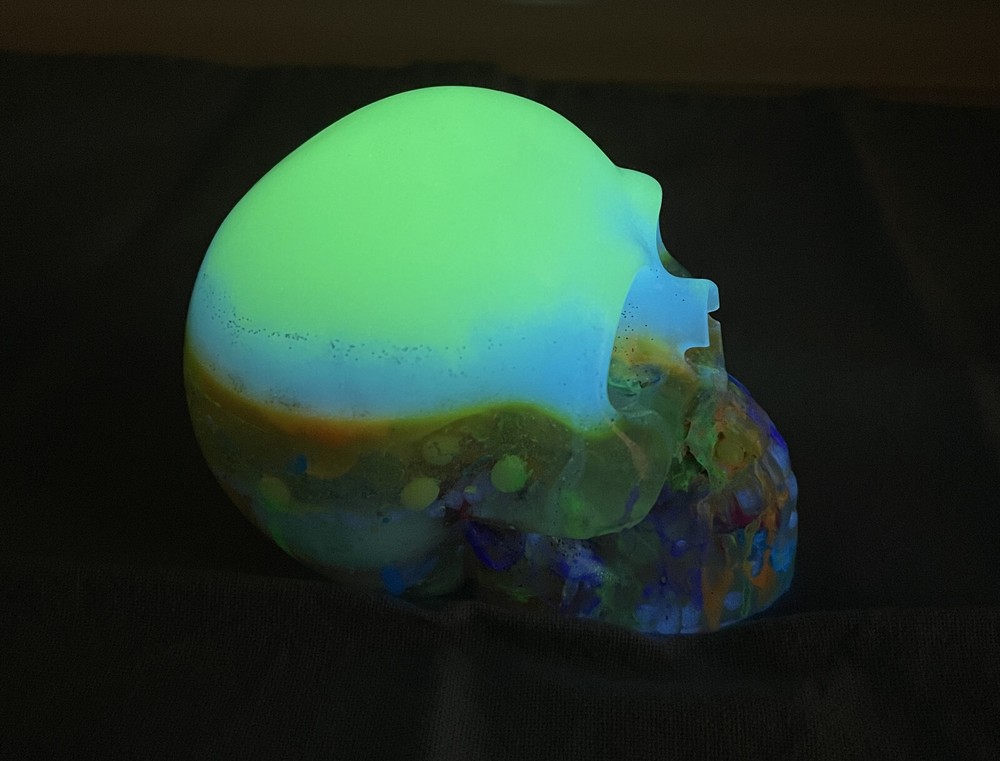 Solid Resin Bright Green Glow in the Dark Kitchen Sink Skull Extra Large
