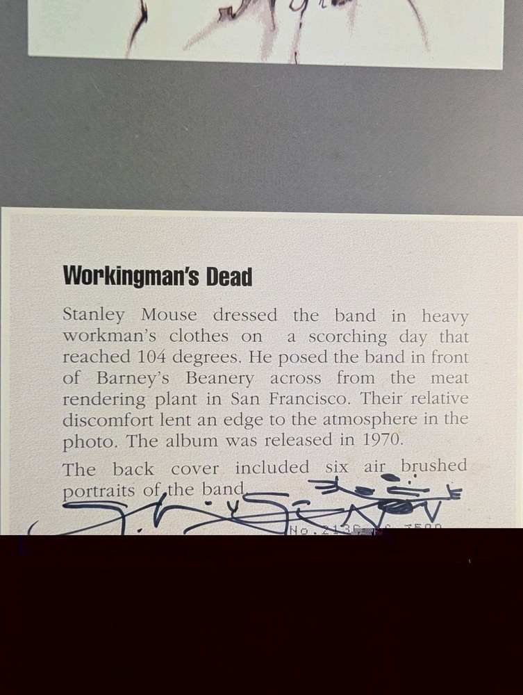 SIGNED #'D GRATEFUL DEAD PRINT BY STANLEY MOUSE "WORKING MAN'S DEAD"
