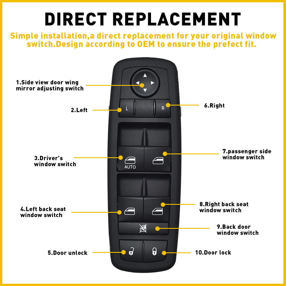 Driver Side Power Window Master Control Switch Fit for 2011-2016 Dodge Journey
