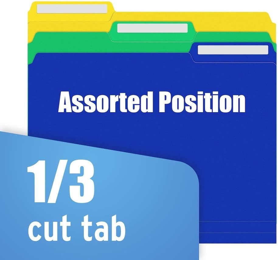 6 Assorted Plastic File Folders with Erasable Tabs - Perfect for Organization