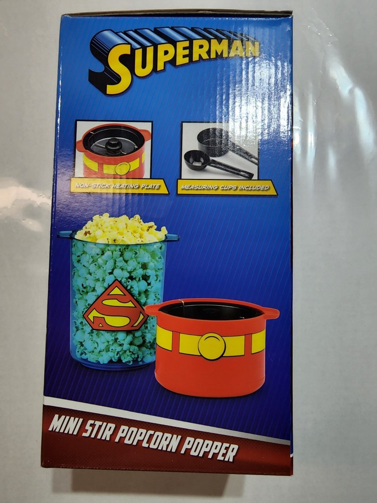 SUPERMAN MINI STIR POPCORN POPPER, New in Box. DC Comics