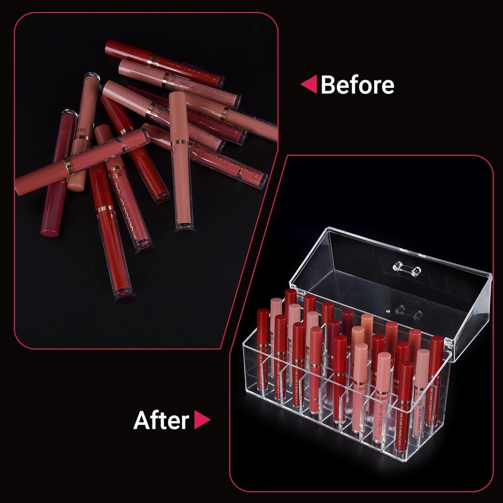 Acrylic Lipgloss Lip Gloss Holder & Rollerball Perfume Organizer Compact