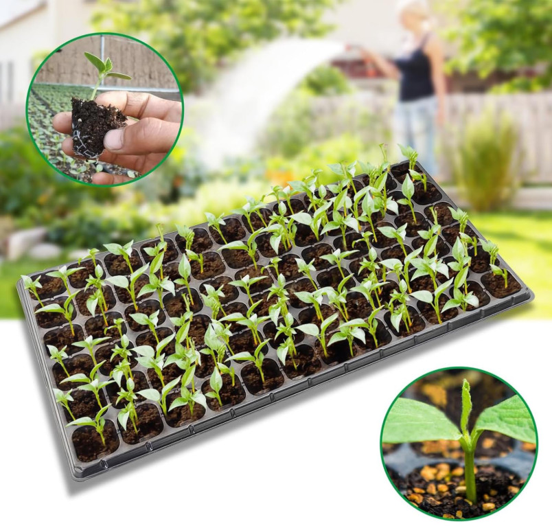 10-Pack Seed Starter Kit, 72-Cell Seedling Trays for Germination