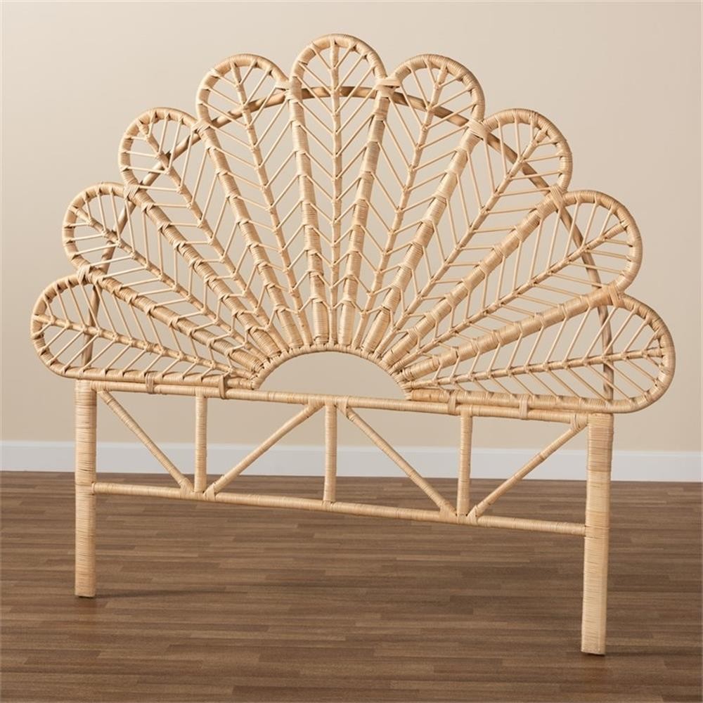 Baxton Studio Variel Modern Bohemian Rattan Queen Size Standalone Headboard