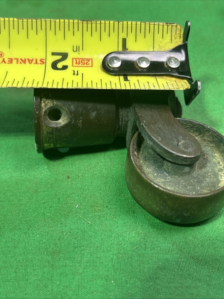 Three Antique Solid Brass Furniture Swivel Casters