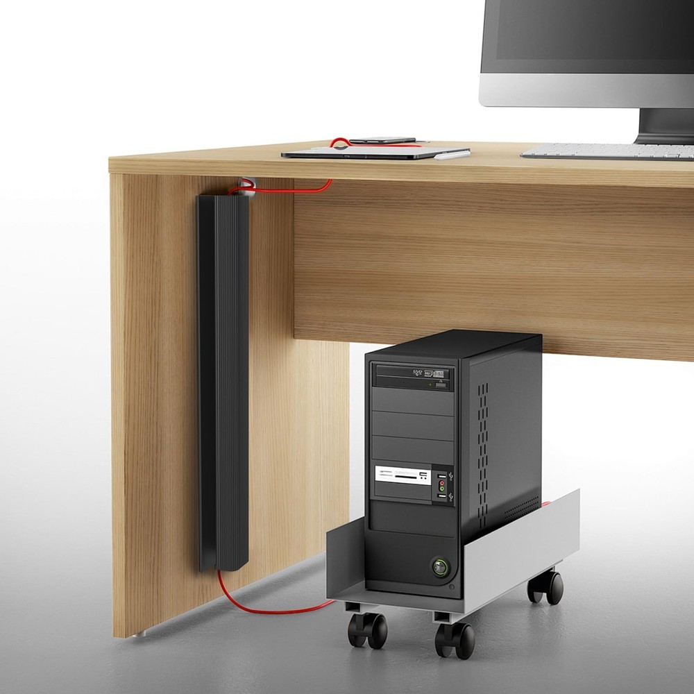 Cable Management J Channel Under Desk - Easy Installation, Black