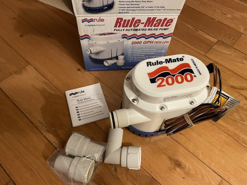 BILGE PUMP AUTOMATIC RULE MATE AUTO BILGE PUMP RM2000A 2000 GPH 12 VOLT BOAT
