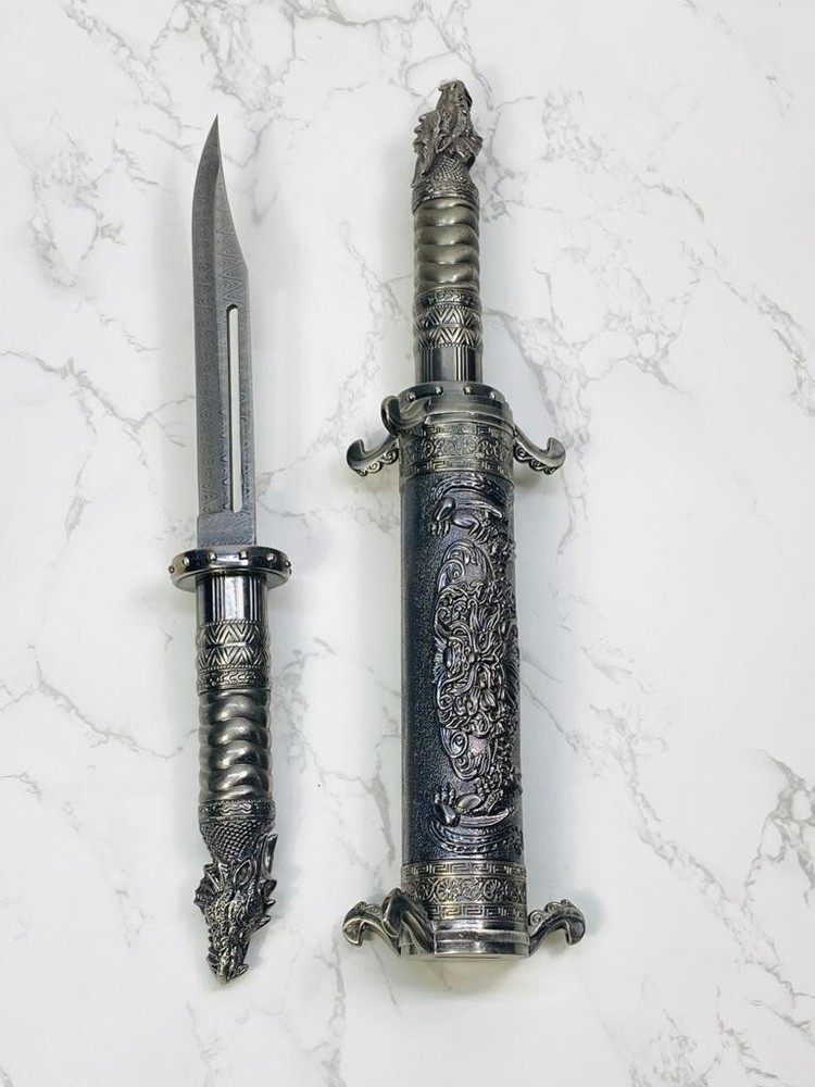 Metallic Twin Dragon Scroll Daggers