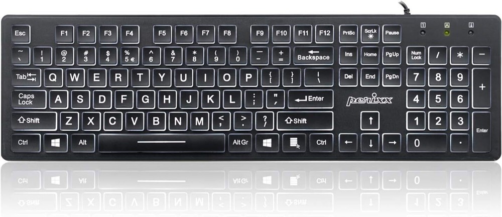 Large Print Letters Computer Keyboard LED Lighted White Backlit Full Size Key PC