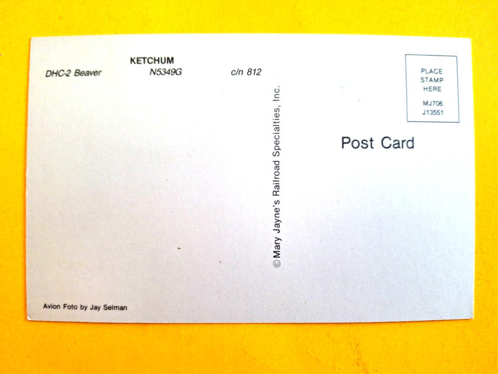 KETCHUM Alaska Postcard DHC-2 Beaver