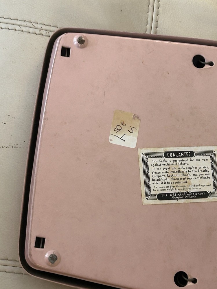 Atomic Pink Bathroom Scale Retro Mid Century
