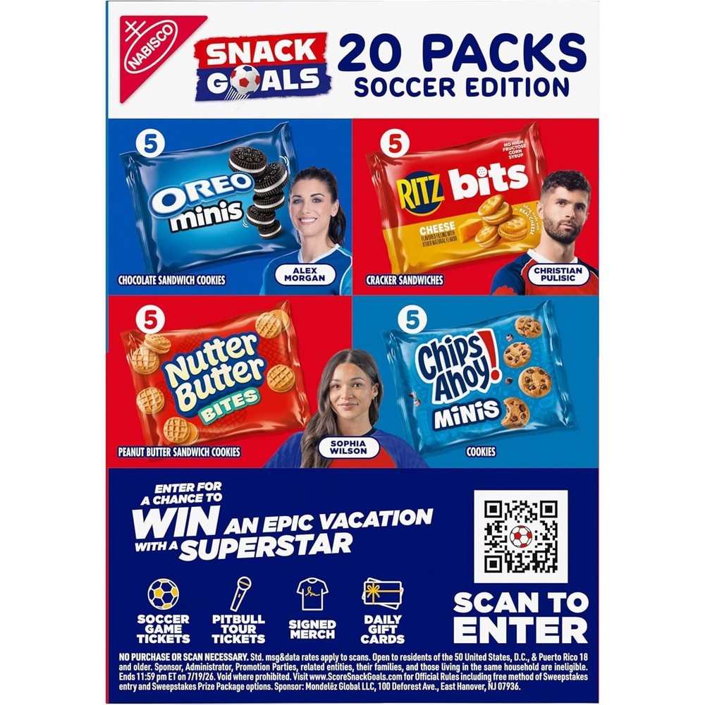 20 Pack Assorted Snacks: OREO Mini, CHIPS AHOY! & RITZ for Lunch Boxes & Parties