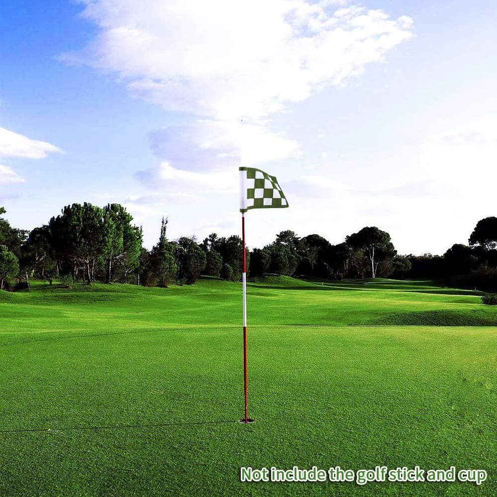 Nylon Golf Putting Green Flags - Solid & Checkered, White-Green