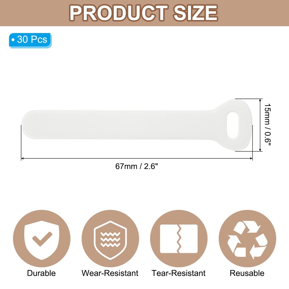 30 Pcs Leather Zipper Puller, 2.6" Zipper Sliders, White