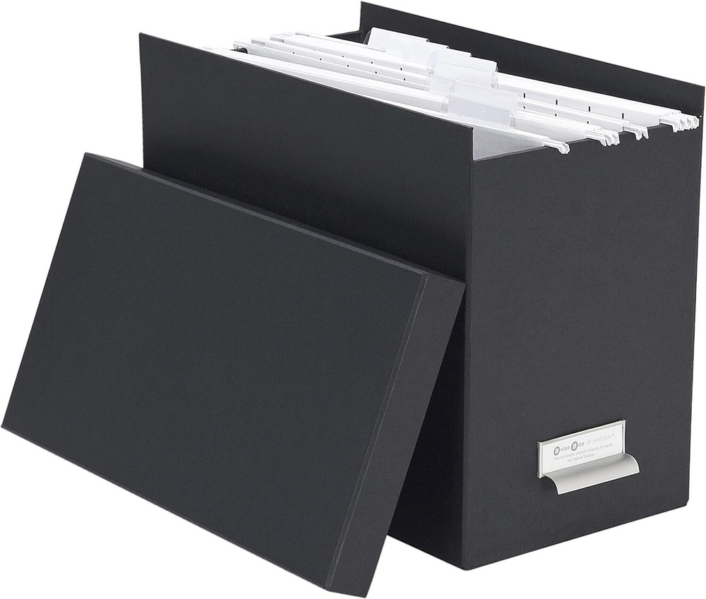 Bigso John Fiberboard Label Frame Desktop File Storage Box | Grey