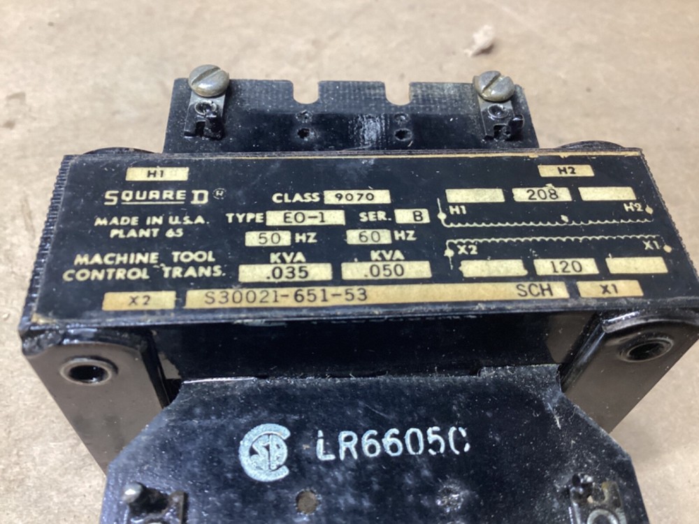 Square D 9070 Machine Tool Control Transformer 9070 Type E0-1 #122G158PR7*CO