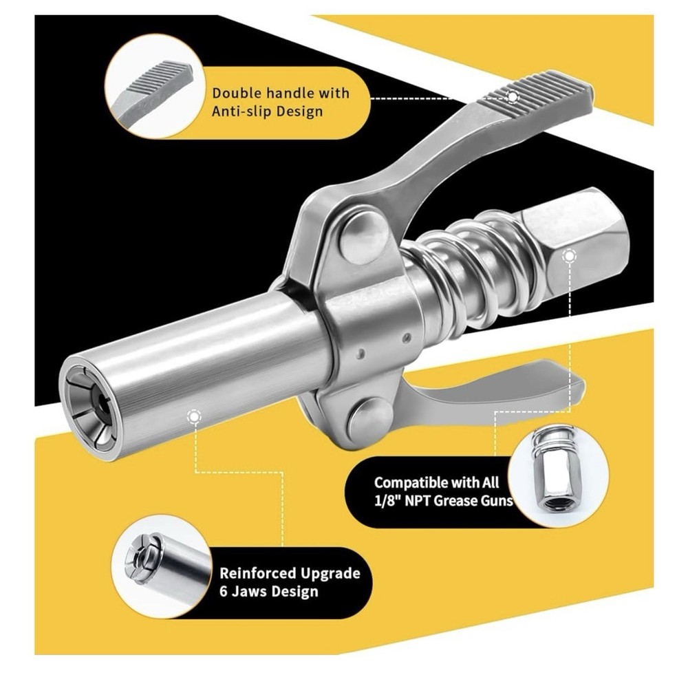 1 Piece Double Handle Grease Gun Coupler 10000PSI MAXI